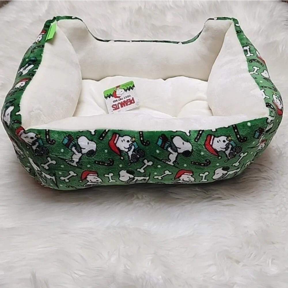 Charlie Brown Snoopy Christmas Pet Cat Dog Bed New With Tags 2025 Green Multi